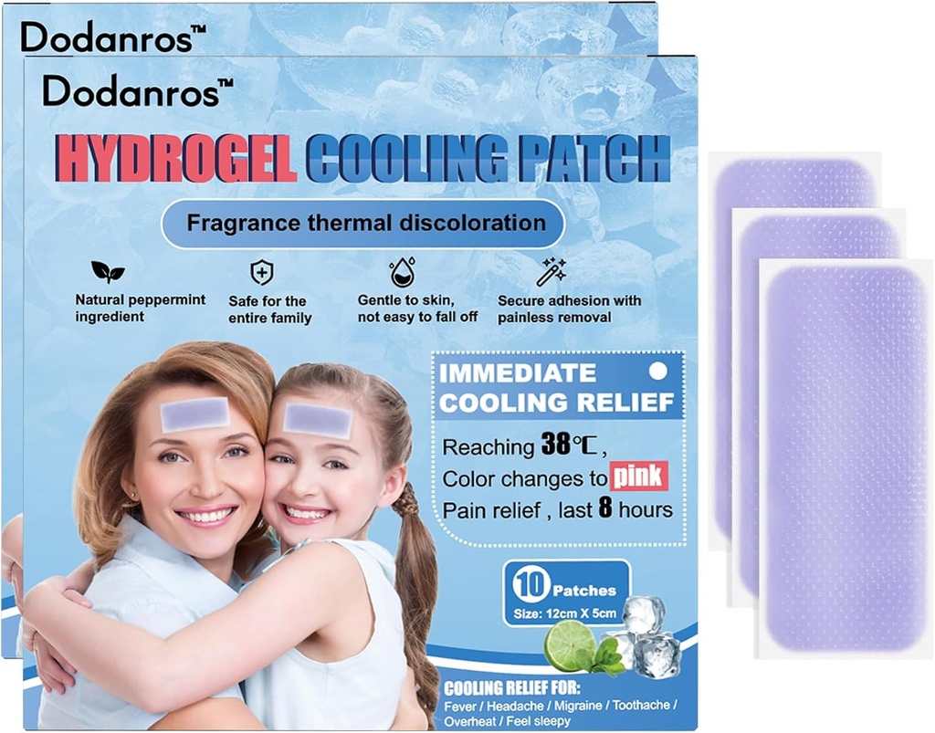 20 hojas hidrogel Fever Patches para Adultos Niños &amp; Adultos Fever Discomfort &amp; Pain Relief, Cooling Relief Fever Reducer(12 * 5cm