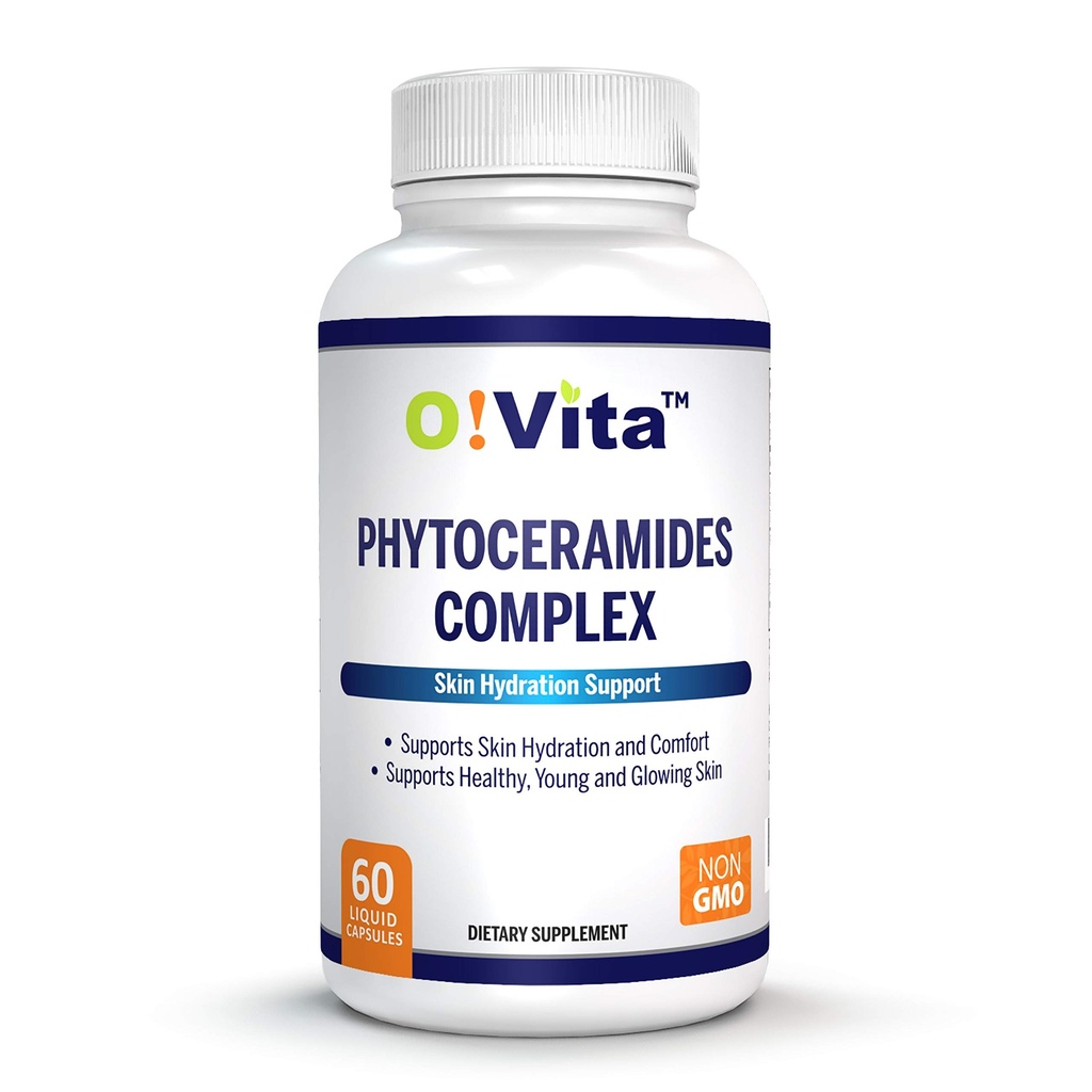 Complejo de Fitoceramides, Reparación y Rejuvenecimiento de la Piel, Apoyo Anti-Envejecimiento, Ceramidas Dirigidas por plantas, con Vitaminas C, B-6 y B-12, Suministro de 2 meses (60 cápsulas líquidas no GMO)