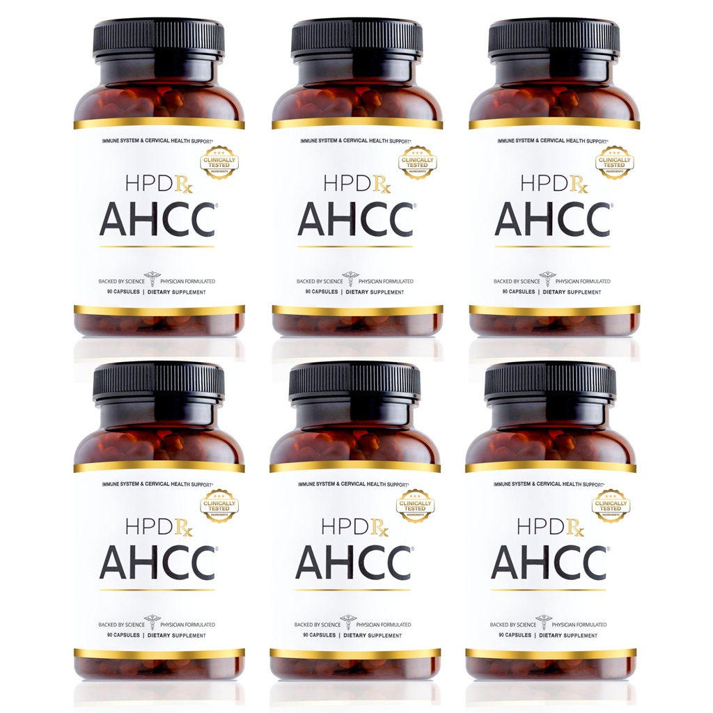 HPD Rx Premium AHCC & Shiitake Mushroom 1100 mg por Suplemento de Servición, Booster de Inmunidad Natural, Mantiene la actividad de células asesinas naturales latitud AHCC es Provenido en 30+ Estudios Ø 180-Day Supply, 6-Pack