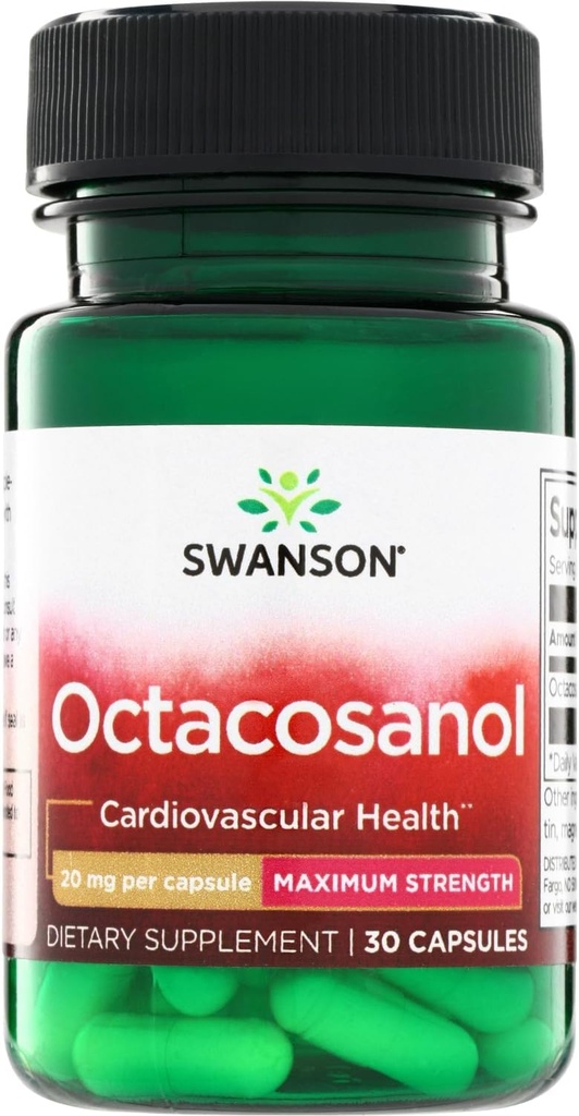 Swanson Maximum-Strength Octacosanol 20 Milligrams 30 Capsules