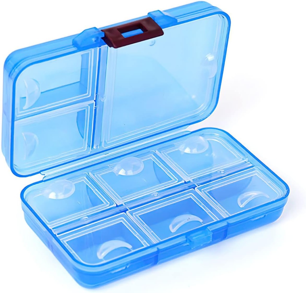 Pill Organizer, Dispensador de Píldora portátil,9 compartimentos Moisture-Proof Pill Box for Purse Vitamins, Medicine, Fish Oil,Travel Pill Organizer (Blue)
