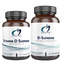 Diseños para la salud Vitamina D Supreme + B-Supreme Essentials Duo - 5000 IU Vitamina D3 + Vitamina K, Complejo Activo B (2 Juego de Producto)