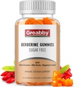 Berberina con suplemento de canela de Ceylán - Gummies de Berberina, HCL de Berberina orgánica 1200 mg para adultos, Immune System Support, Sugar Free, GMO Free, Gluten Free, 60 Gummies