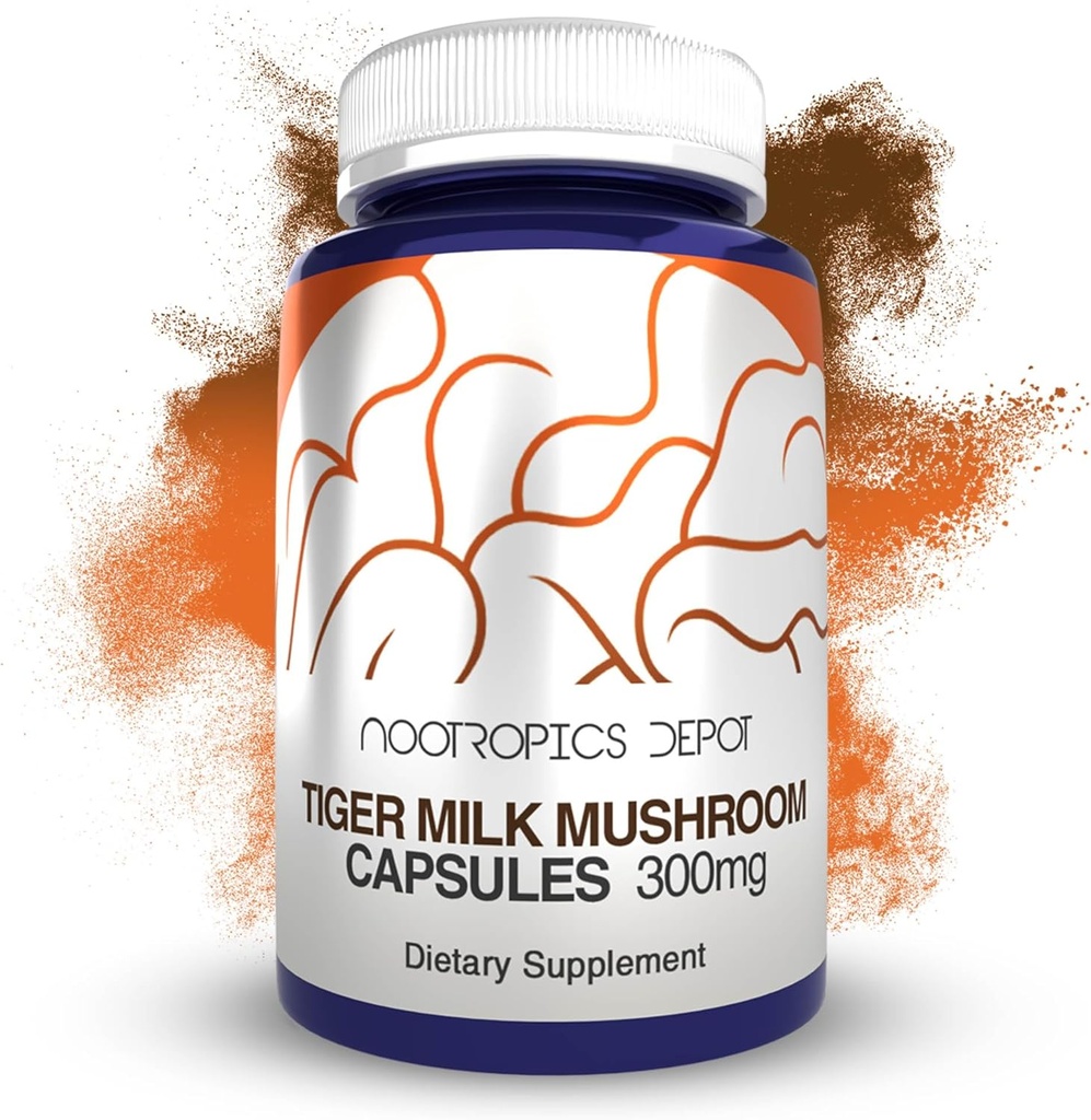 Nootropics Depot Tiger Milk Mushroom Capsules ← 300mg Silencio 60 Conde Silencioso rinoceronte Sclerotium ANTE Cognition, Histamine, & Respiratory Support