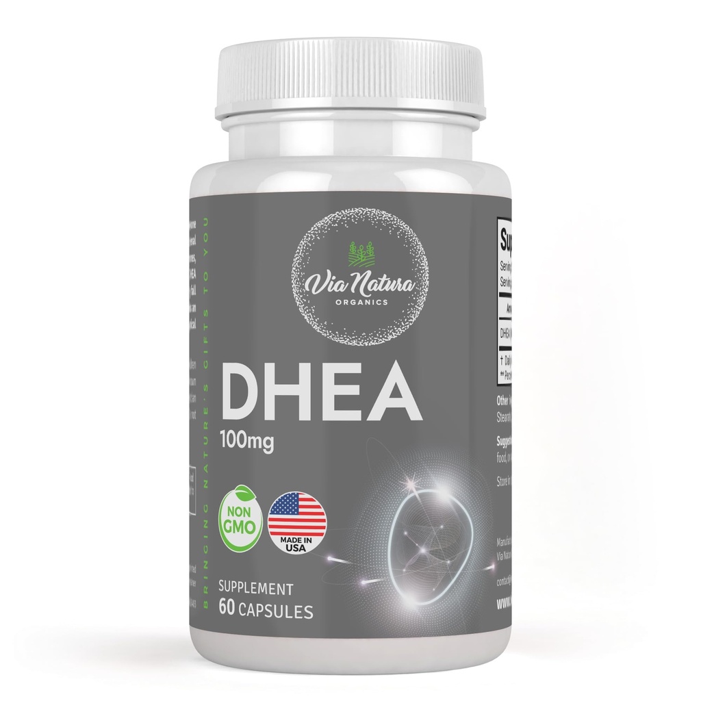 DHEA 100mg ← Non-GMO Silencio Gluten Suplemento gratuito Silencio 60 cápsulas