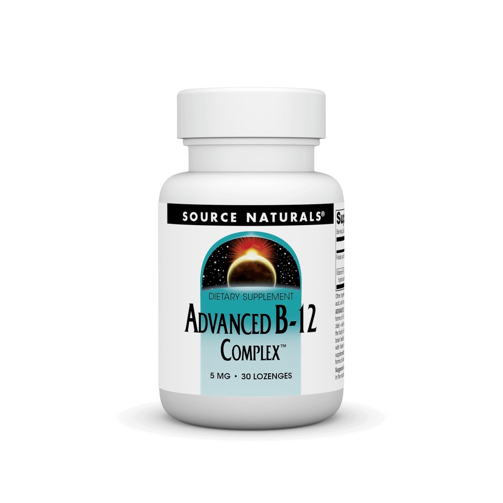 Fuente Naturales Imagen de producto Complejo avanzado B-12,Promotes Metabolismo de ácido fólico normal*, 5 MG - 30 Lozenges