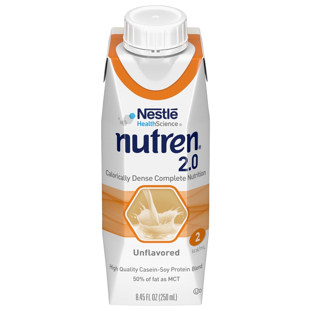 Nutren (2,0 kcal/mL) Tubo Calóricamente-Dense Feeding Fórmula, Desflavorado, 8.45 Fl Oz o 250 mL (Pack of 24)