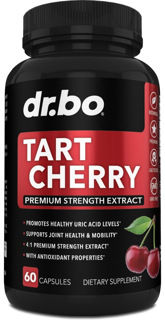 Tart Cherry Extract Capsules Suplemento - Purge Uric Acid Flush Cleanse Antioxidant Pills for Rest Support - Tart Cherry Capsules Anthocyanin Suplementos Cerezas Ultra Puras Vitaminas Concentrate Pill
