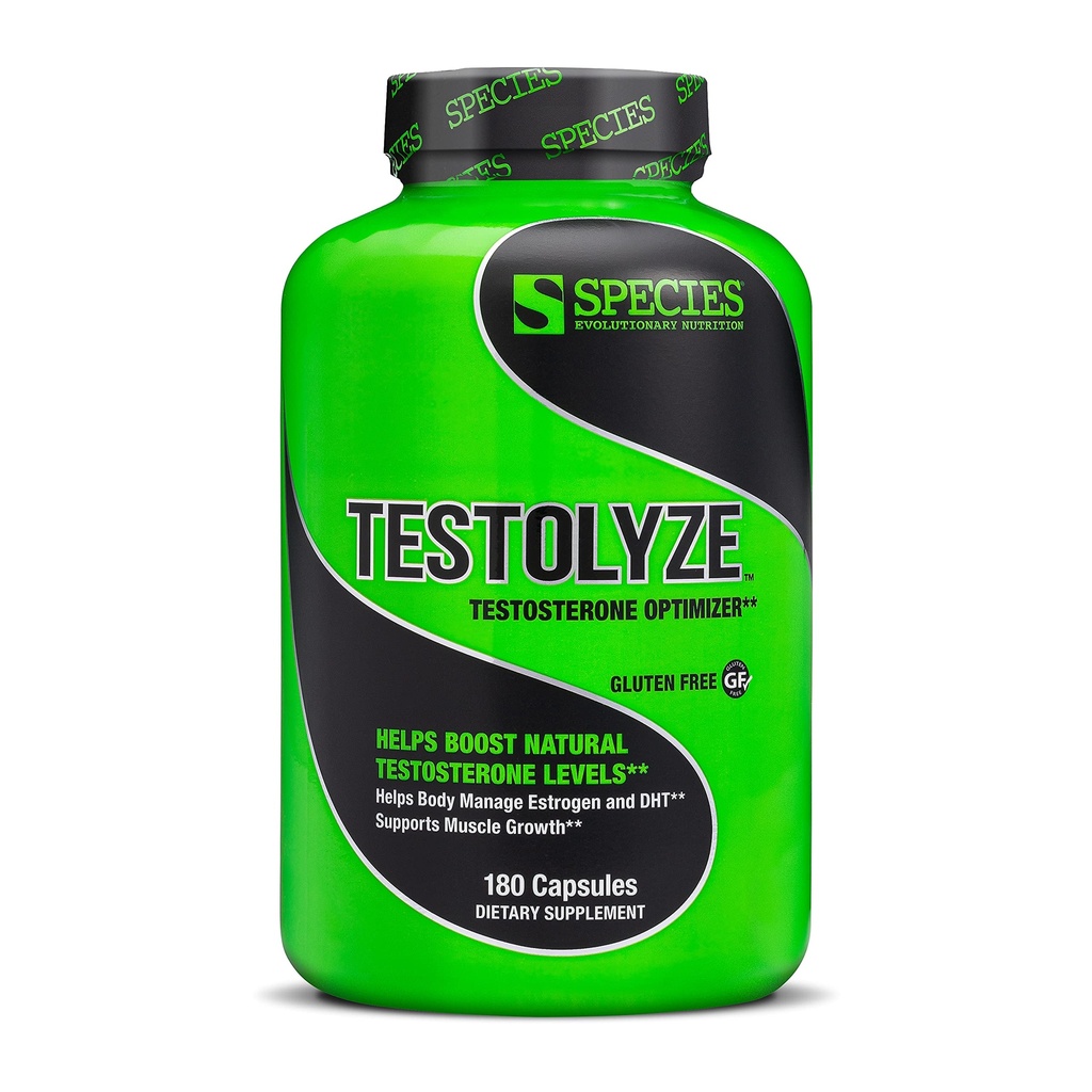 Especies Nutrición Testolyze Natural Testosterone Booster, Hecho con 1250mg Tribulus, DIM, Indole 3 Carbinol, Saw Palmetto, T Booster, Suplemento para Bodybuilding, Aumento Libido 180 Caps