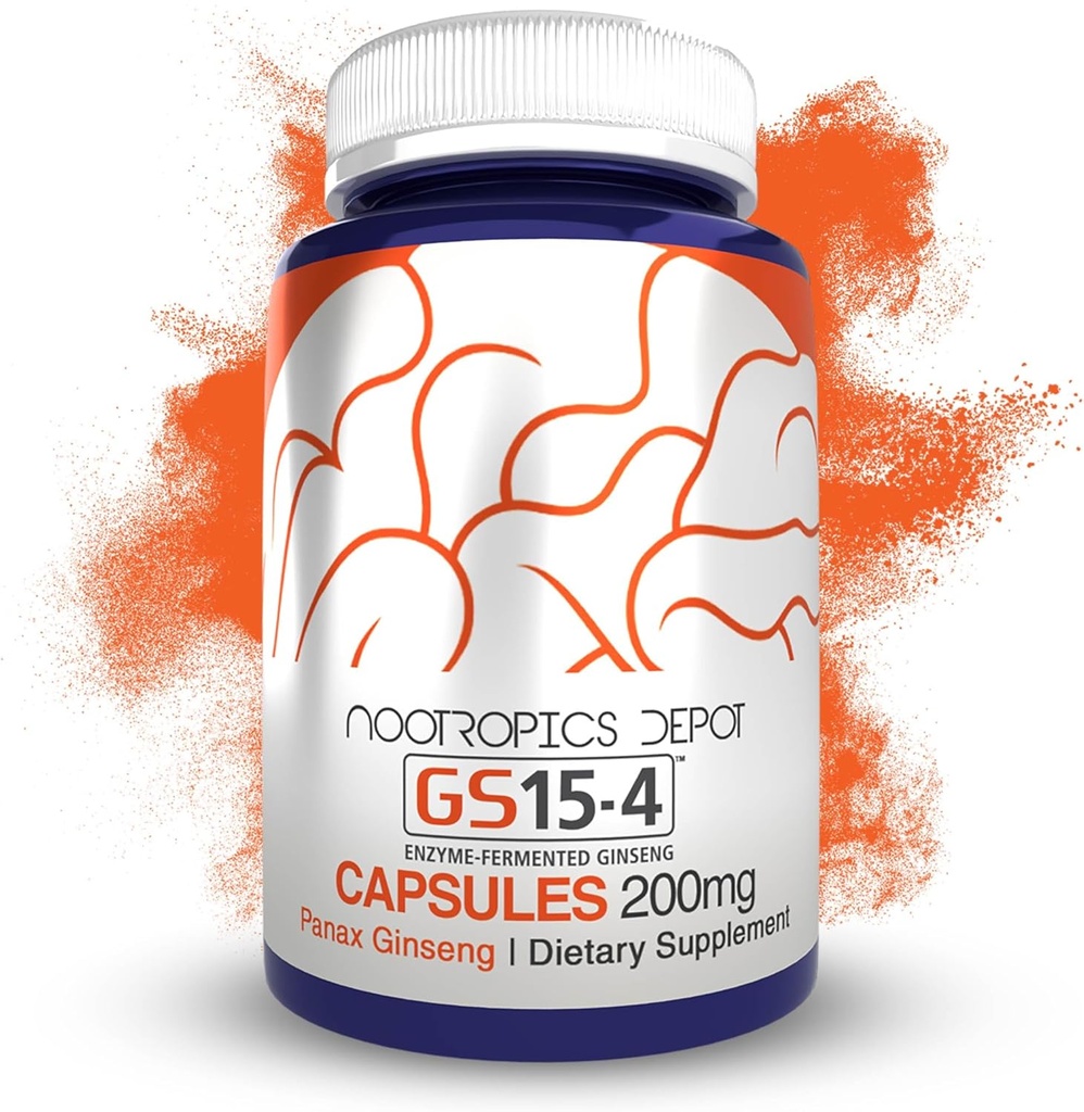 Nootropics Depot GS15-4 Panax Ginseng Extract Capsules | 200mg | 30 Count | Adaptogen Supplement | Ayurveda Herb | Supports Healthy Stress Levels
