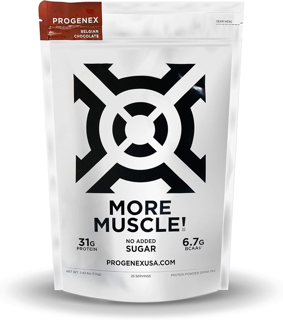 Progenex® Más musculo tención No Añadido Azúcar, Hidrolyzed Whey Protein Isolate Powder Silencio Natural Lean Muscle Gainer. Mejor Tasting Low Carb Protein Shake para Mujer & Hombres 25 Servings (Belgian Chocolate)