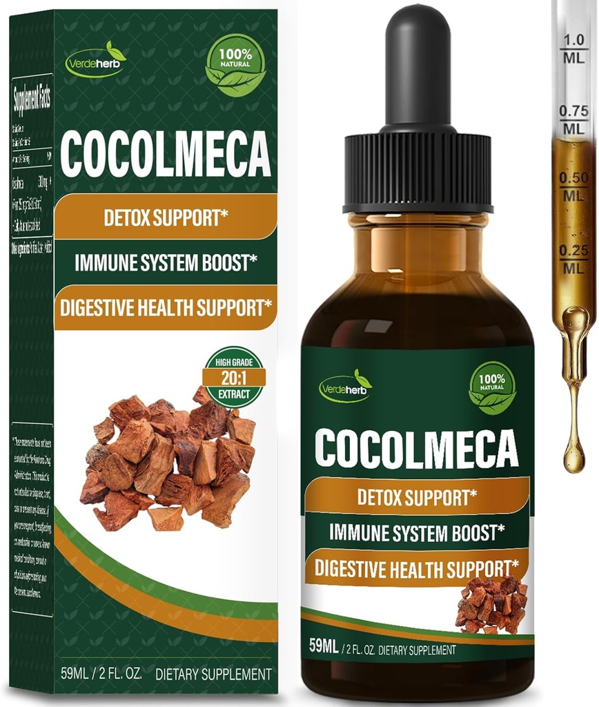 Cocolmeca Barco Líquido gotas, Natural Herbal Extracto Suplemento para Detox Cuerpo Cleanse Support, Immune System Boost & Digestive Health. Gotas de Cocolmeca 2oz