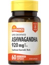 Sundance Ashwagandha 920mg ← 60 Capsules ← Super Concentrated  Tradicional Herb Ayurvedic ← Non-GMO, Gluten Free Supplement