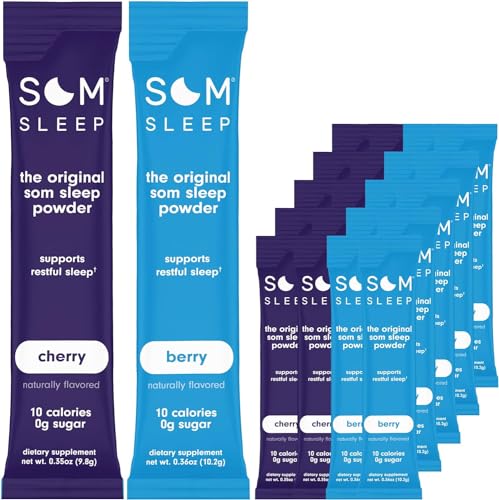 Som Sleep, Descanso sueño Zero Sugar Powder Drink Mix 20 Pack Set: Cherry & Berry Flavor – Vegan, Keto