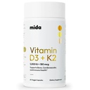 Mida Health® D3 K2 Vitamina 5000 UI con MK-7 ← Suplemento Natural para el Hueso, el Corazón y el Apoyo Inmunitario.