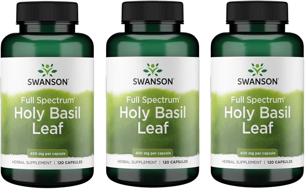 Hoja de Basilio Sagrado Swanson (Tulsi) - (120 cápsulas, 800 mg por servicio) 3 Pack