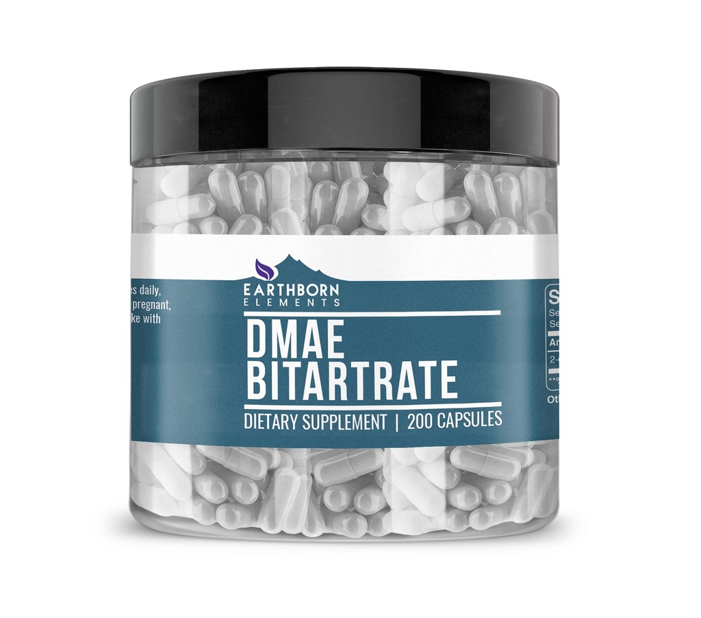 Elementos tercos DMAE Bitartrate 200 Capsules, Puro ' Undiluted, No Additives