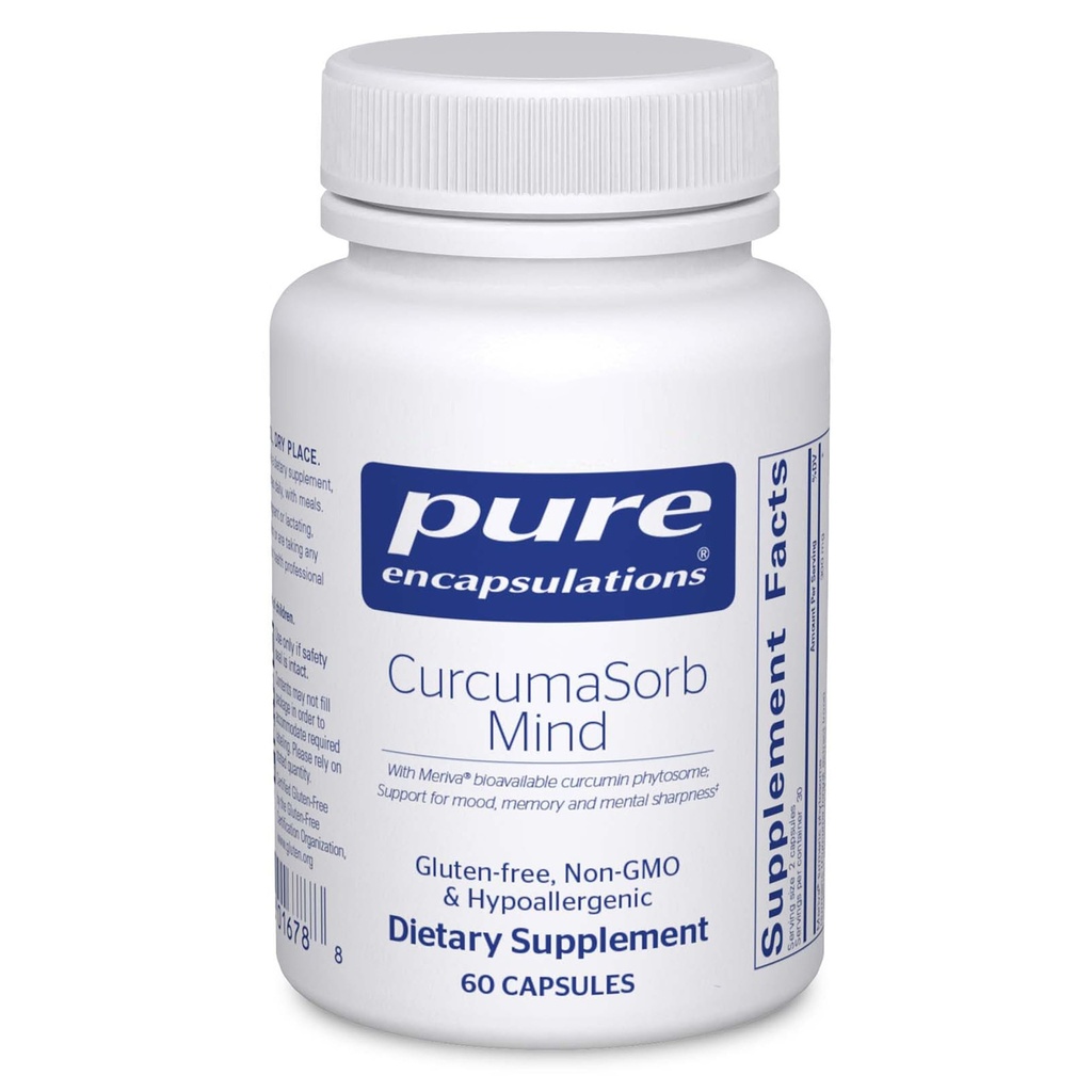 Encapsulaciones puras CurcumaSorb Mind ← Suplemento para apoyar la memoria, la afeitación y la función cognitiva*