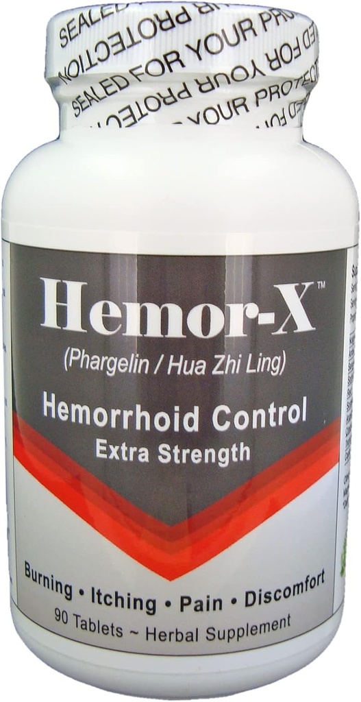 Hemor-X - Tratamiento de Hemorroides Naturales, Suplemento de Fuerza Extra para el picor, hinchazón, alivio de molestias quemadas. 90 Tabletas. para Hombres y Mujeres.