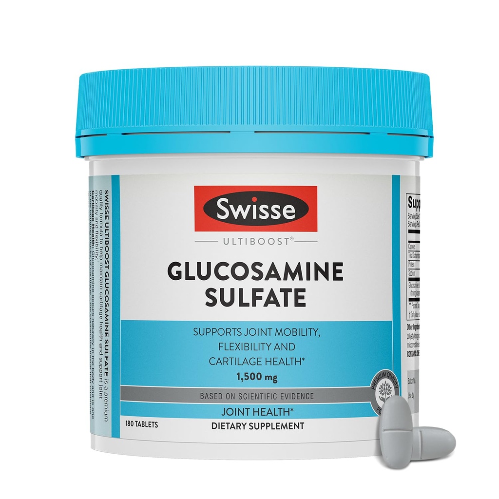Swisse Glucosamine Sulfate Joint Support Supplement for Mobility and Flexibility Health TEN Mujeres y Hombres TEN Glucosamina 1500mg TEN 180 Tablets Previous 6 Months Supply