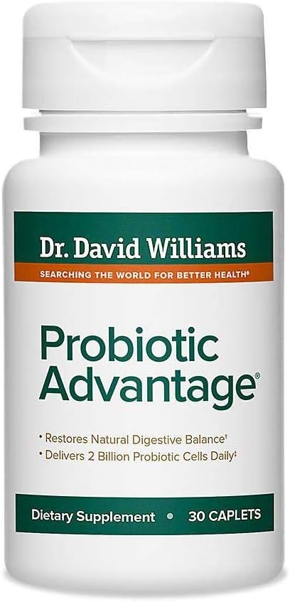 Suplemento de la ventaja probiótica del Dr. David Williams con 7 Strains Únicos y tecnología patentada para ofrecer a los probióticos activos (30 cápsulas)