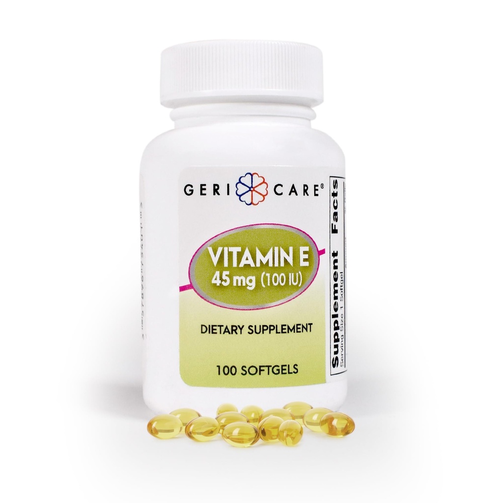 GeriCare High-Potency Vitamin E Capsules – 100 UI para Skin &amp; Immune Support, 45mg  100 Contador de vitamina E orgánica para mujeres y hombres
