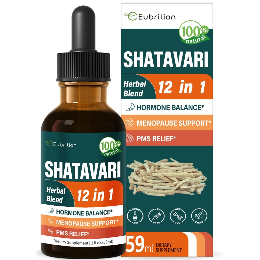 Shatavari (Shitabari) Las gotas de apoyo para mujeres Menopause Relief, Herbal Supplement for PMS Support, 12-in-1 Formula with Wild Yam, Vitex Berry Extract. 2oz