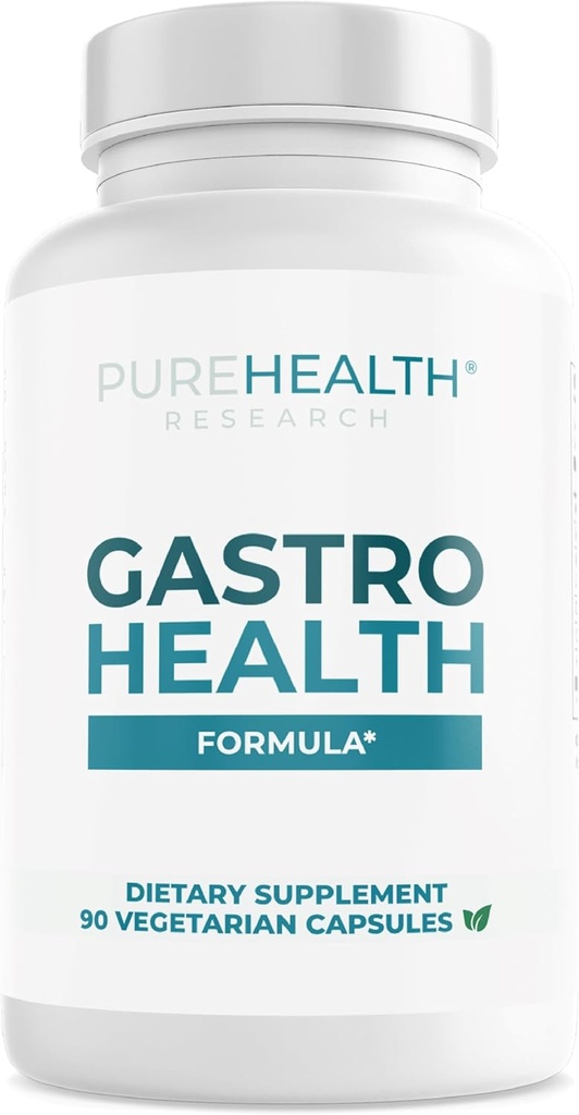 PUREHEALTH RESEARCH Gastro Health Formula - Natural Alginate for Acid Reflux - DGL Supplement for Heartburn " Indigestion - With Artichoke, Rhodiola Rosea, Hyaluronic Acid, Quince " Más - 90 cápsulas