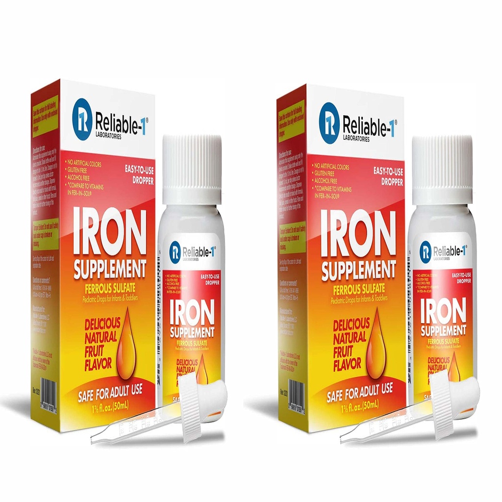 Ferrous SULFATE/Pediatric Drops for Infants " Toddler Iron Supplement (2-Pack)
