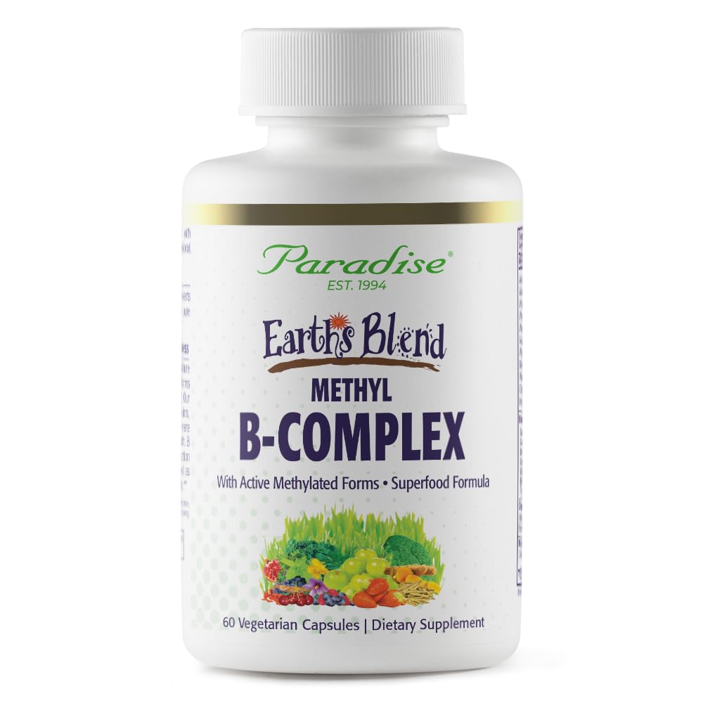 Herbs paradisiaco, Blend B-Complex de la Tierra, Metilada, Formas Enzimáticamente Activas de vitaminas B + Superalimentos, Apoya Energía e Inmunidad, 60 cápsulas