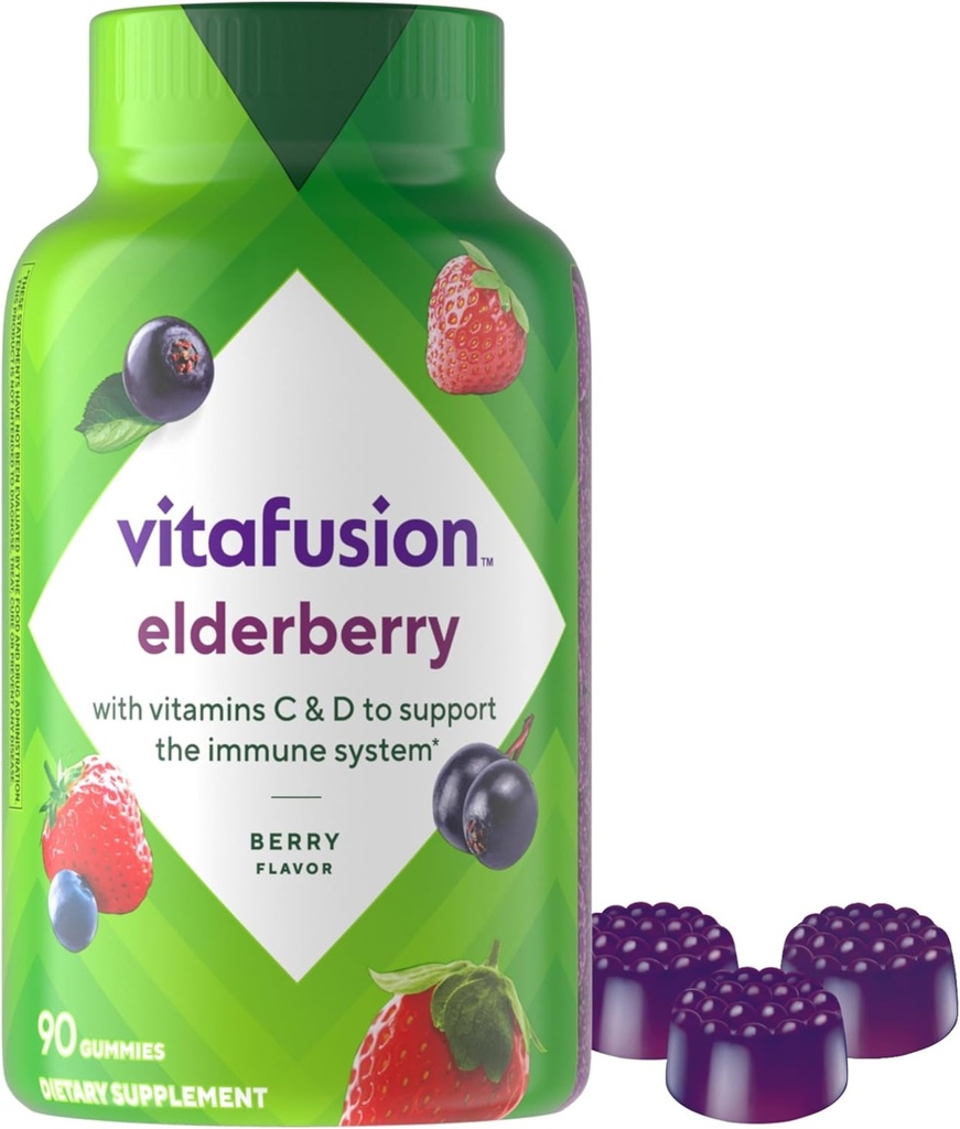 Vitafusion Elderberry Gummy Vitaminas, 90ct Elderberry Gummy Vitaminas, Chewables, 90 Cuenta