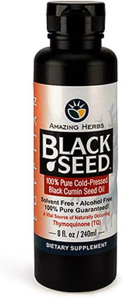 Hierbas increíbles Egipto negro semillas aceite - Gluten libre, no GMO, frío prensado Nigella Sativa ayudas en la salud digestiva, apoyo inmunológico, función cerebral, sabor suave - 8 Fl Oz