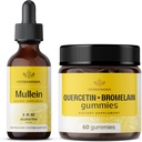 HerBAMAMA Mullein Leaf Extract and Quercetin Gummies Kit - Bundle of Mullein Leaf Drops 2 fl oz y 800 mg Quercetin with Bromelain Gummies - Vegan, Non-GMO, Alcohol-Free - 2 Pack