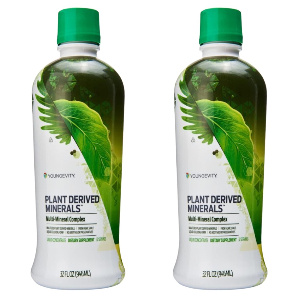 Youngevity Plant Derived Liquid Minerals - 77+ Natural Unaltered Trace Minerals - 19,000mg Plant Mineral Solids - Forma Colloidal Humic Shale - (32 oz Pack of 2)