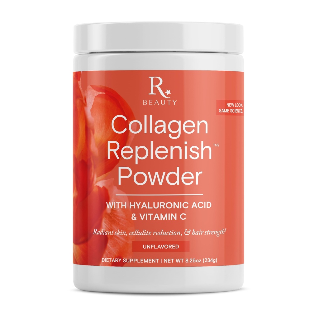 Collagen de belleza de la reserva Replenish Powder - Colágeno de no sabor para la piel radiante " Crecimiento del cabello - Mezcla fácilmente en líquido o smoothie - 8.25 oz