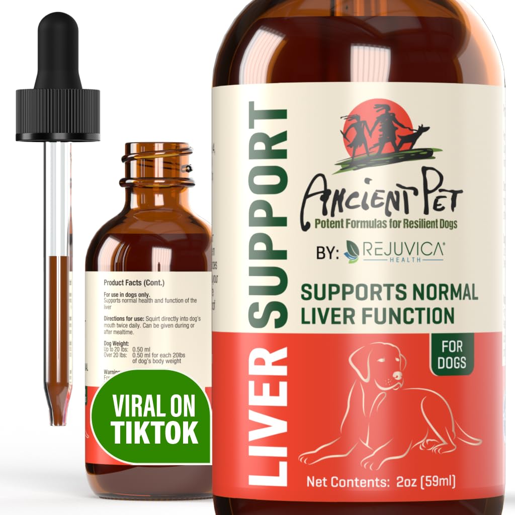 Antiguo Pet Liver Support for Dogs & Cats -Simple Entrega líquida, Mezcla fácilmente con comida o agua - Leche Thistle, Dandelion & Artichoke - Ausorción mejorada - 2 fl oz