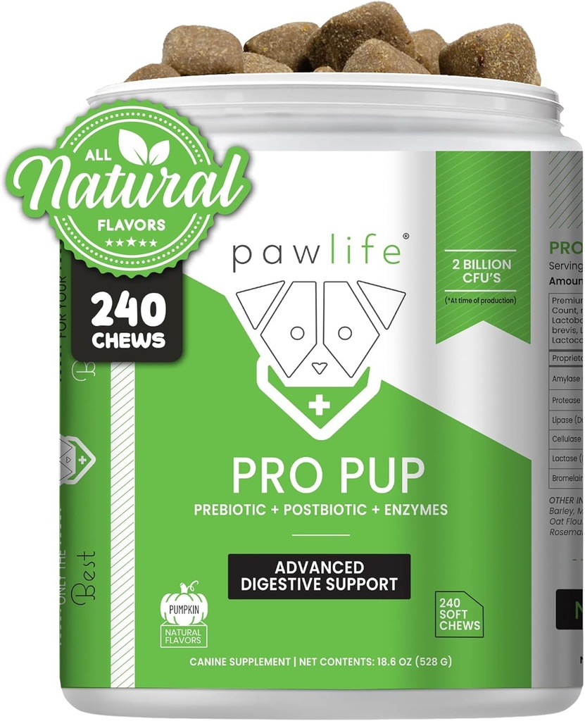 Probióticos para perros - Diarrea Alivio, Gut Health Support, Constipation Relief, Digestive Health Support - Vet Probiotics de perros recomendados - 240 Soft Chews That Dogs Love - Pumpkin Flavor