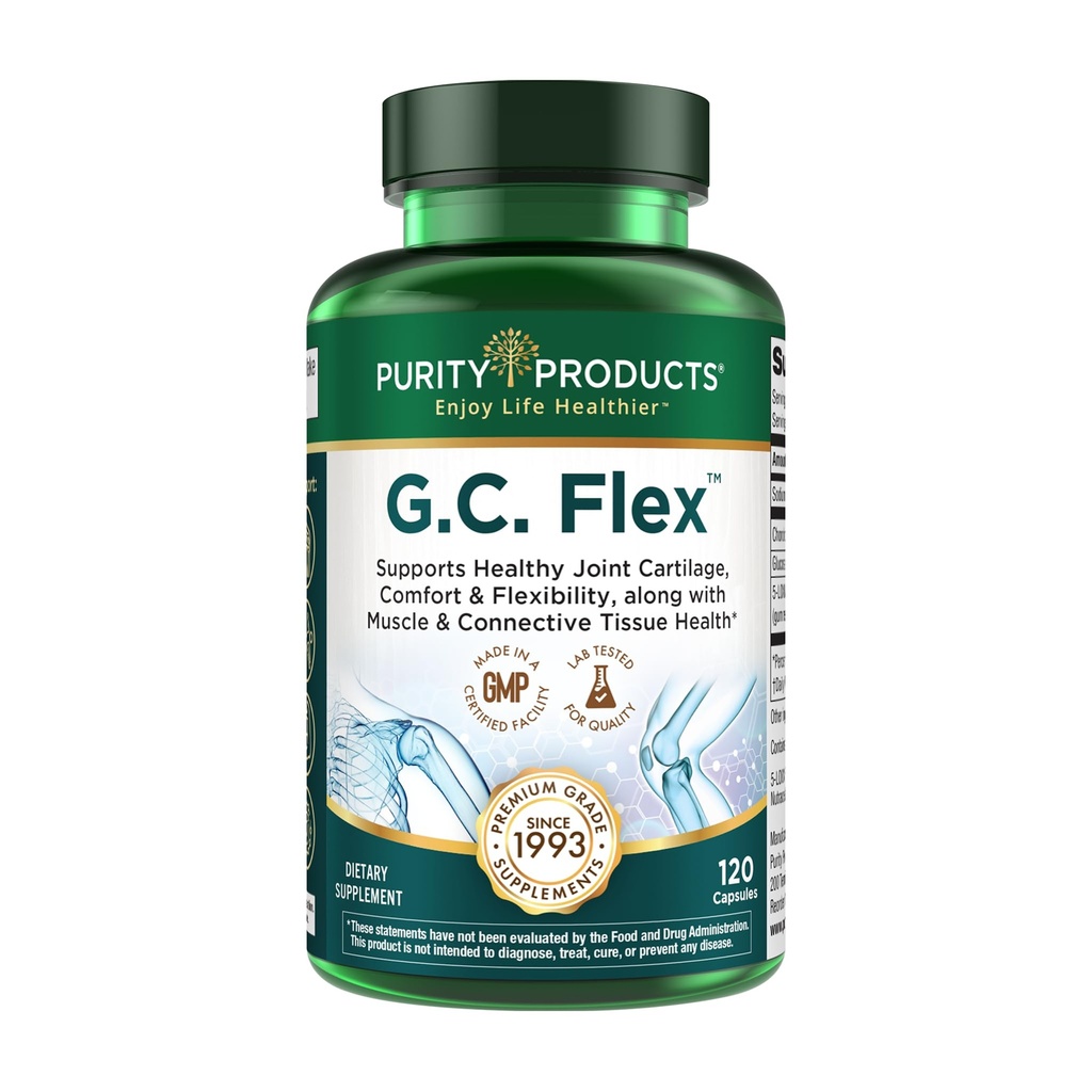 Purity Products G.C. Flex (Glucosamina y Condroitina Sulfate Super Fórmula) - Apoya la salud conjunta + cartílago + músculos saludables + tejido conectivo - promueve la flexibilidad conjunta - 90 cápsulas de