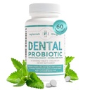 Probiótico Oral Dental, 60 Tablas Chewable - Suplementos w/BLIS K12 &amp; M18 - Tratamiento de mal aliento para adultos - Boosts Salud Oral - Combate Halitosis, Decay de dientes, Garganta de Strep (Frevor de mancha)