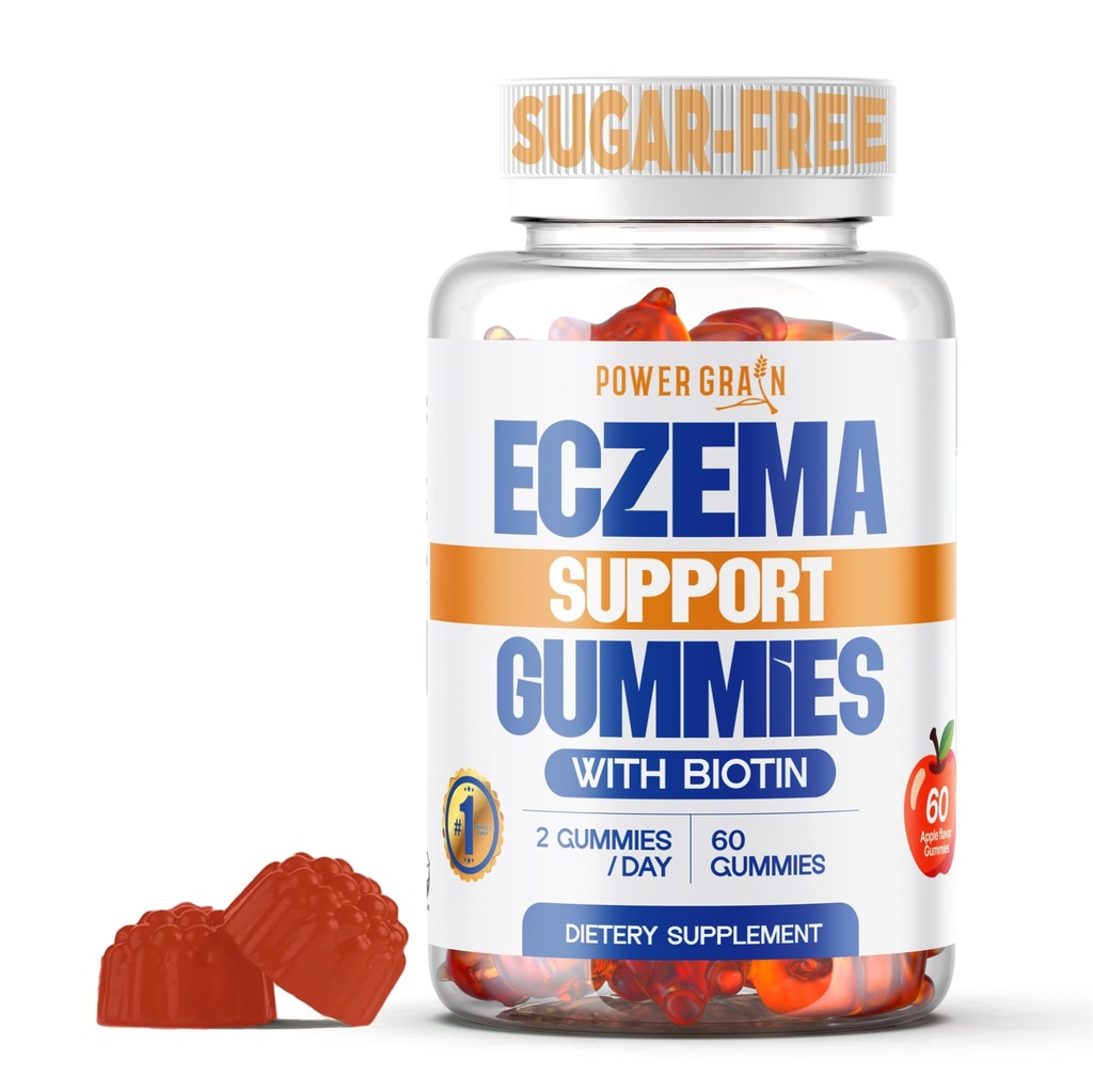 Tratamiento del eczema sin azúcar Gummies - Estados Unidos Hecho - 50+ Vitaminas &amp; Probióticos para la piel clara, hidratada - Soothes Itching, Calms Redness & Boosts Skin Health (60 Gummies)