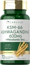 Carlyle KSM-66 Ashwagandha Capsules 600mg Silencio 70 Conde Silencio con Melatonin 5mg ← Complejo de Potente Silencio No GMO, Gluten Free