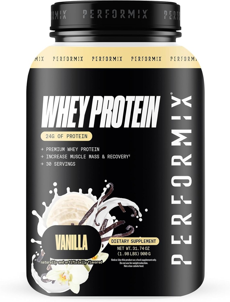 PERFORMIX - Whey Protein Isolate Blend - 24g de Proteína - 5.4g de BCAAs - 110 Calories - Muscle Building " Post Workout Recovery - 100% Whey Protein Powder - 1.98 lbs - 30 Servings - Vanilla
