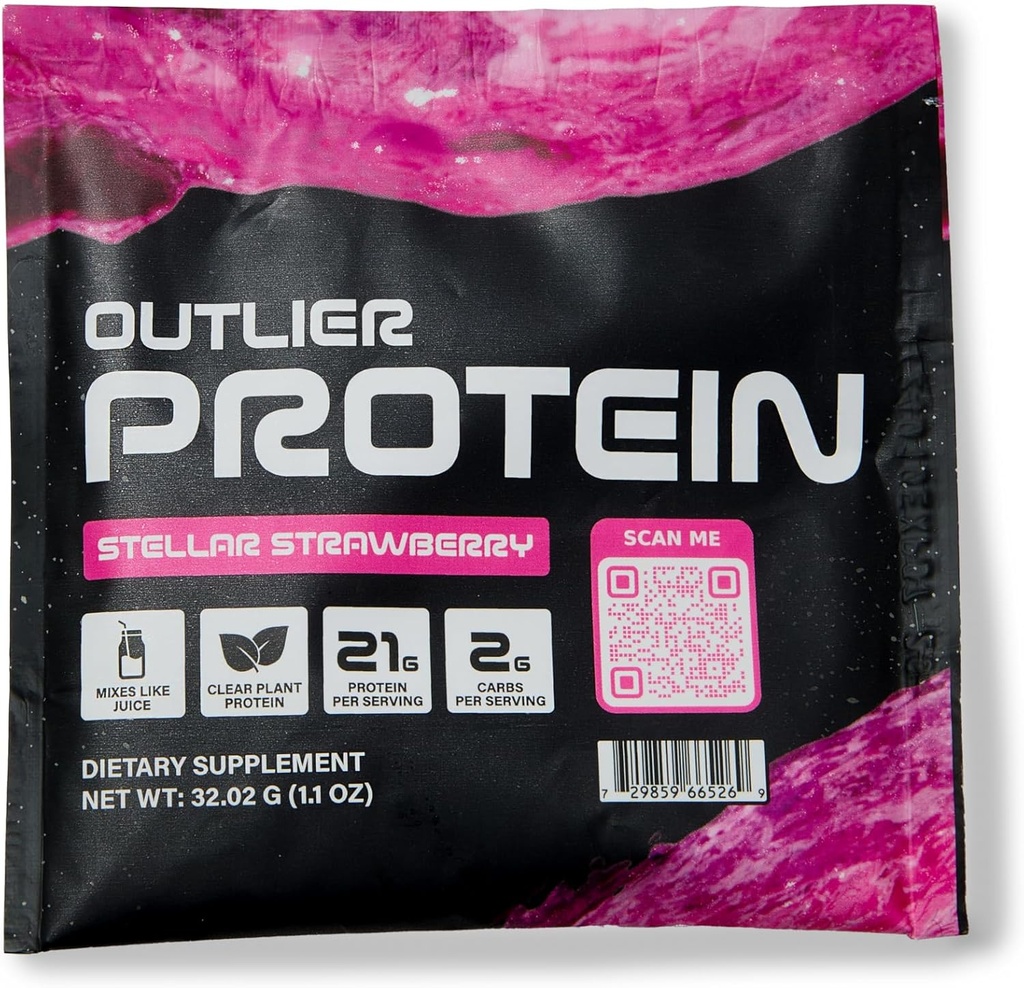 Fresa de proteína clara basada en plantas - Vegetariano &amp; Vegan - Fácil de digerir, sin gluten, sin azúcar, sin lácteos, libre de soya (25 paquetes de talla única, fresa)