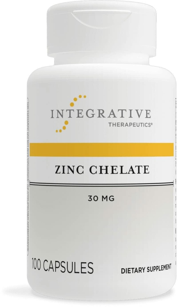 Terapéutica integrada Zinc Chelate - Antioxidant Support &amp; Healthy Immune Función* - Suplemento mineral para hombres y mujeres - sin lácteos &amp; sin gluten - 100 cápsulas (100 piezas)