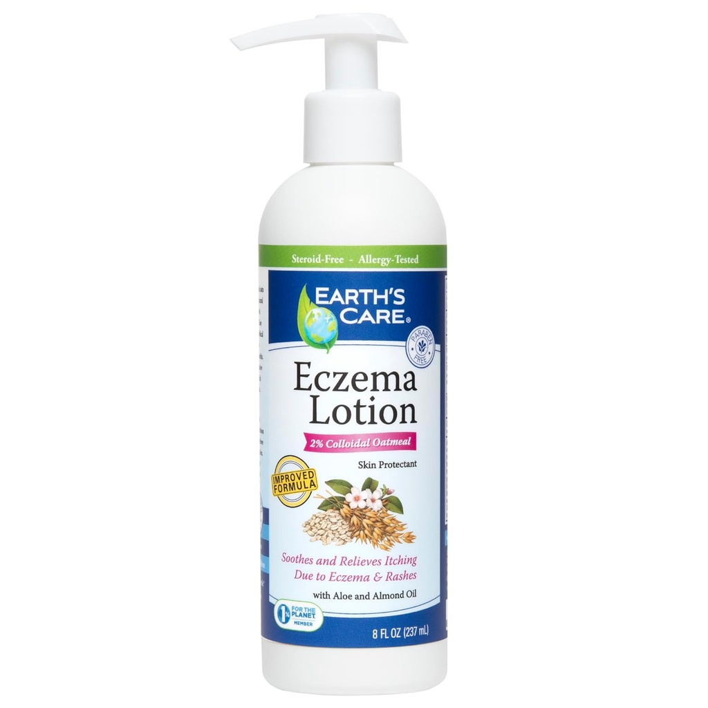 Loción de Eccema de Cuidado de la Tierra - Loción Natural para Eczema - Loción de Eczema Seguro y Leve para Adultos y Niños - 8 Fl OZ. (237 mL)