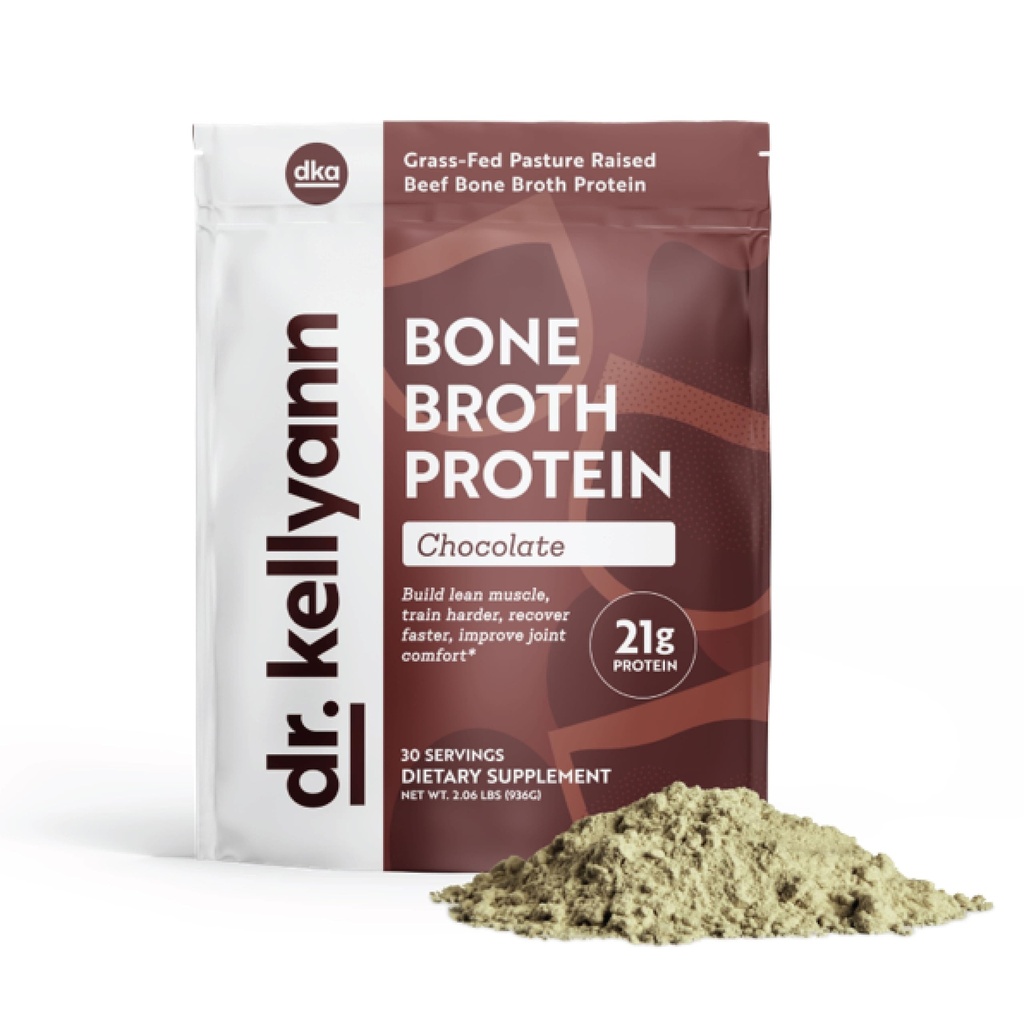 Dr. Kellyann Keto Bone Broth Protein Powder Chocolate - Protein 21g, 2g Net Carbs - Grass Fed Hydrolyzed Collagen - Sugar, Gluten y Dairy Free, Paleo, Keto Protein Shakes (30 Servings)
