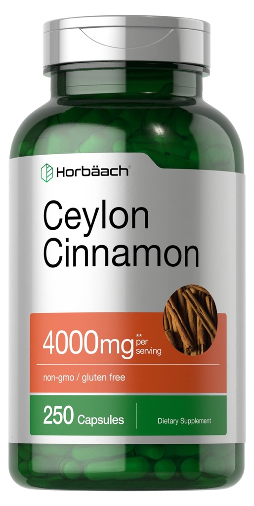 Horbäach Ceylon Cinnamon Capsules 4000mg Silencio 250 Conde ← Non-GMO, Gluten Free