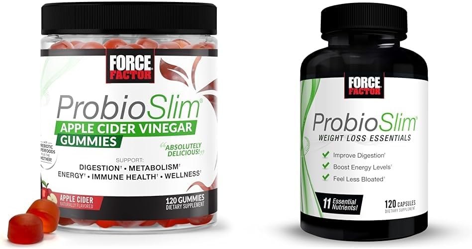 Factor de fuerza Probio Manzana delgado Vinagre Gummies con Probióticos de LactoSpore, 120 Conde & Probio Probiótico diario de salud digestiva, 120 cápsulas