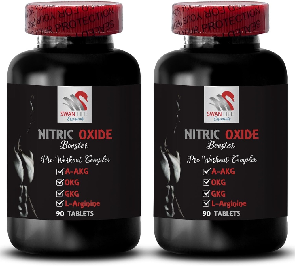 Calcio alpha-ketoglutarate - NITRIC OXIDE BOOSTER - polvo de óxido nítrico L-arginina, bomba muscular, entrenamiento de fuerza, fuerza de ejercicio, impulso atlético, suplemento GKG 2 Botella 180 Tabletas