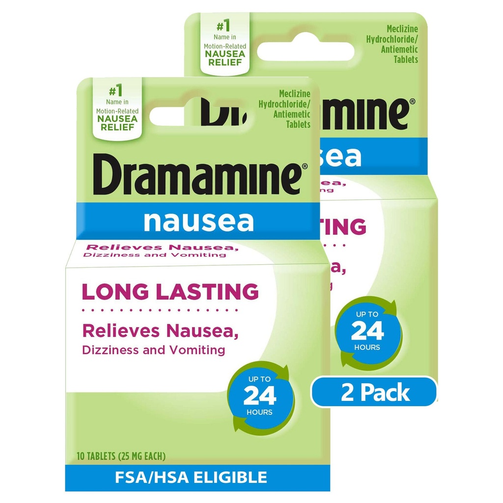 Dramamine Nausea Long Lasting, Nausea Relief, 10 Conde (Pack of 2)